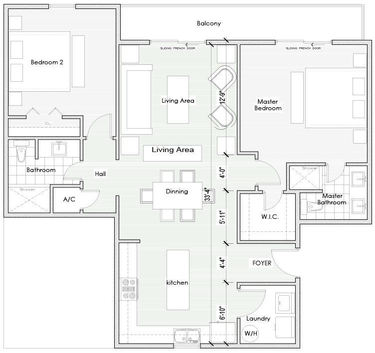 2 BEDROOM, 2 BATH LARGE (UP)